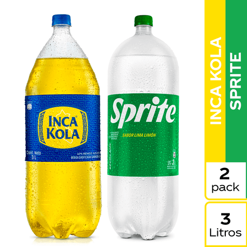 Pack Gaseosa INCA KOLA Botella 3L + Gaseosa SPRITE Lima Limón Botella 3L