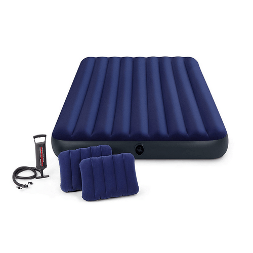 Colchón Inflable Queen Intex + Inflador + 2 Almohadas Camping