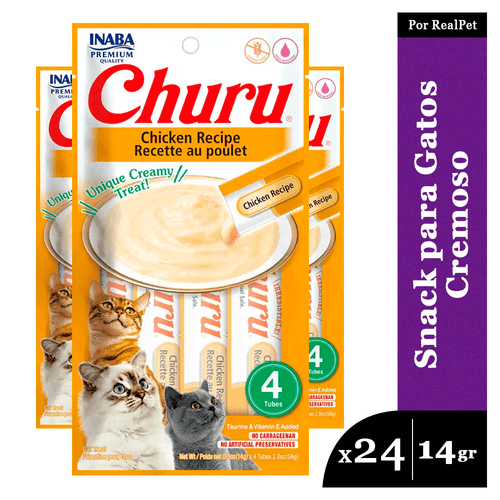 Snack Cremoso Gato Churu Sabor Pollo 24 x 14gr