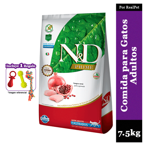 Comida para Gato Adulto Castrado N&D Pollo y Granada 7.5 kg + Regalo