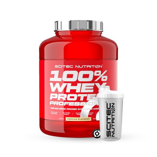 PROTEINA 100% WHEY PROFESSIONAL 5.1LB VAINILLA + SHAKER GRATIS - SCITEC