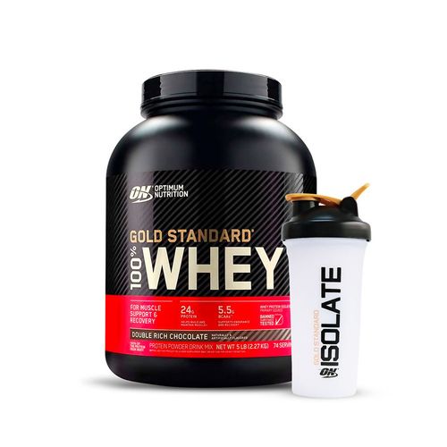 PROTEÍNA GOLD STANDARD WHEY 5LB CHOCOLATE + SHAKER GRATIS - OPTIMUM NUTRITION