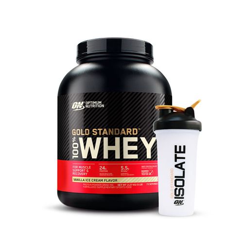 PROTEÍNA GOLD STANDARD WHEY 5LB VAINILLA + SHAKER GRATIS - OPTIMUM NUTRITION