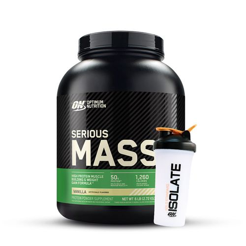 GANADOR DE MASA SERIOUS MASS 6LB VAINILLA + SHAKER GRATIS - OPTIMUM