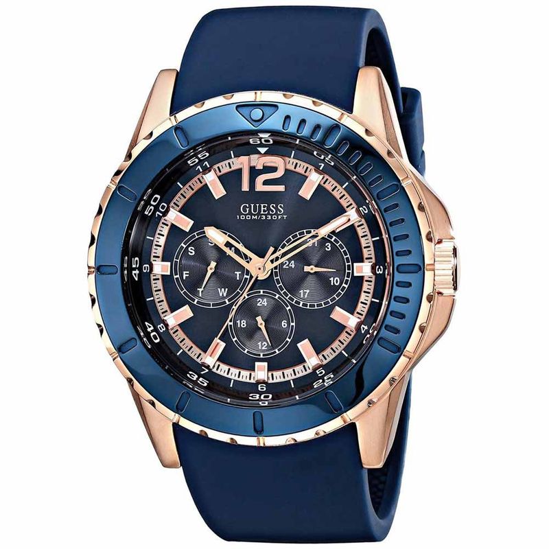Reloj-Guess-U0485G1-Multifuncional-Correa-de-Silicona-Azul-Dorado