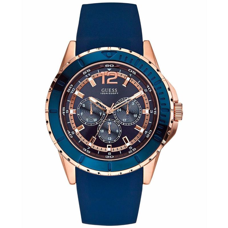 Reloj-Guess-U0485G1-Multifuncional-Correa-de-Silicona-Azul-Dorado