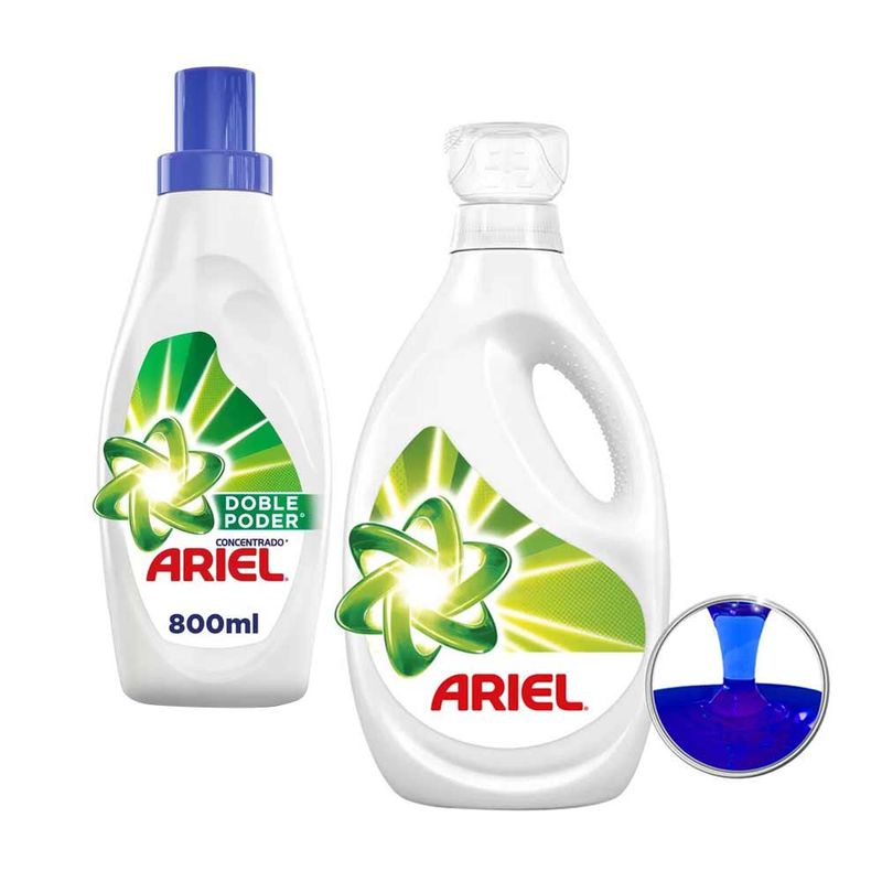 ARIEL DETERGENTE LIQUIDO CONCENTRADO DOBLE PODER 800ML