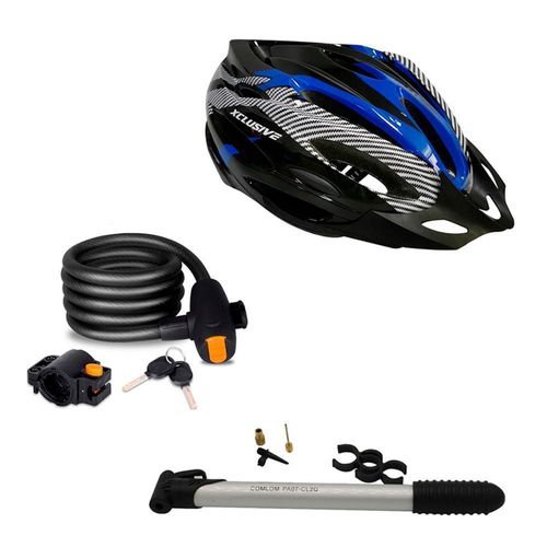 KIT DE PROTECCIÓN XCLUSIVE CASCO MTB L, INFLADOR Y CADENA DE SEGURIDAD