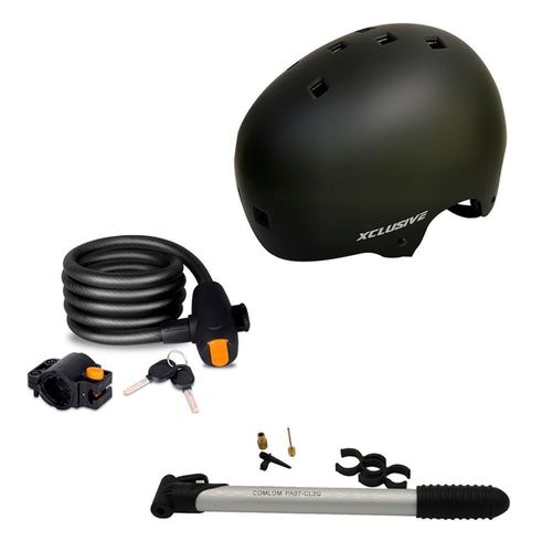KIT DE PROTECCIÓN XCLUSIVE CASCO URBANO M, INFLADOR Y CADENA DE SEGURIDAD