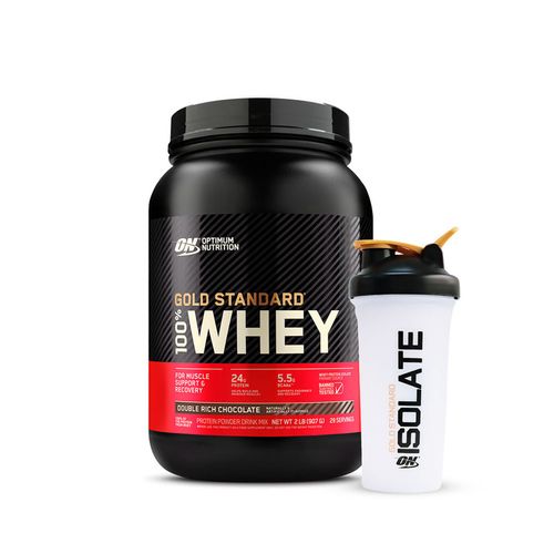 PROTEÍNA GOLD STANDARD WHEY 2LB CHOCOLATE + SHAKER GRATIS - OPTIMUM NUTRITION