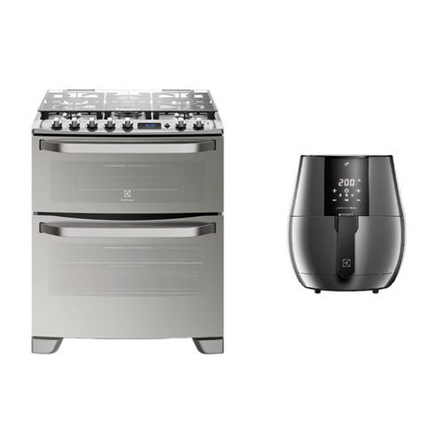 Combo Cocina 5 Quemadores con Doble Horno (76DXR) + Freidora de Aire Digital 3,2L con Función Girar (EAF20) Electrolux