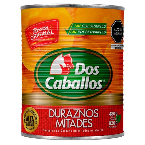 Duraznos en Mitades DOS CABALLOS Lata 820g