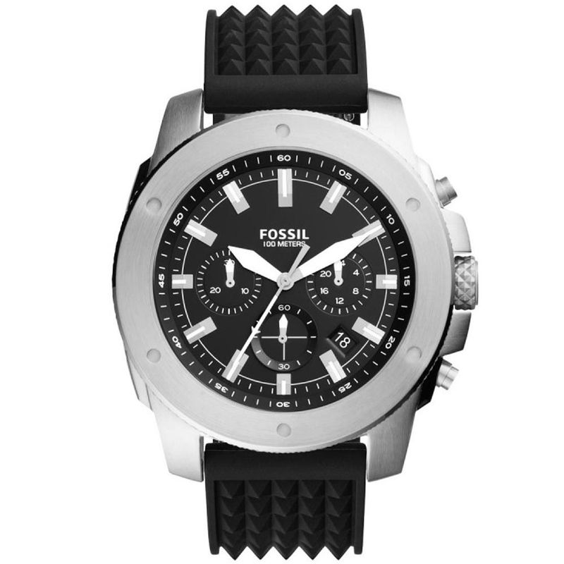 Reloj-Fossil-Mega-Machine-FS5715-Fecha-Cronometro-Correa-de-Silicona-Negro
