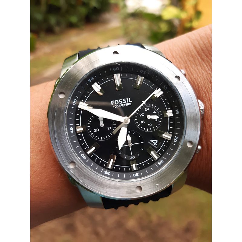 Reloj-Fossil-Mega-Machine-FS5715-Fecha-Cronometro-Correa-de-Silicona-Negro