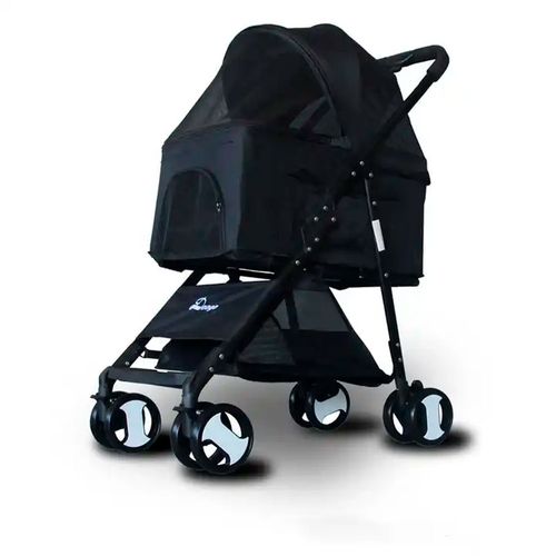 Coche 3 en 1 Plegable para Mascotas Negro