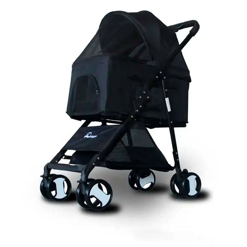 Coche-3-en-1-Plegable-para-Mascotas-Negro