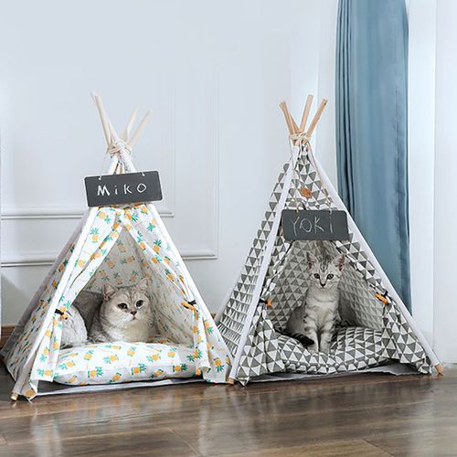 Cama Tipi Triángulos Grises para Mascotas