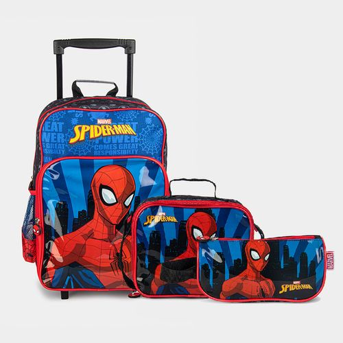 Set 3P Mochi-Rueda Escolar Artesco Infante Ar16376002 Spiderman Textil