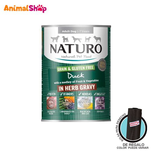 Comida Para Perro Naturo Pato Con Frutas Y Vegetales 390 Gr