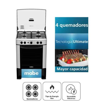 MABE COCINA DE PIE CMP6014AG0 4 QUEMADORES SILVER