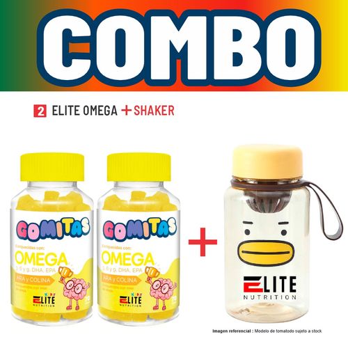 COMBO GOMITAS PARA NIÑOS ELITE NUTRITION KIDS - 2 ELITE OMEGA + SHAKER