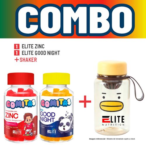 COMBO GOMITAS PARA NIÑOS ELITE NUTRITION KIDS - ELITE ZINC + ELITE GOOD NIGHT + SHAKER