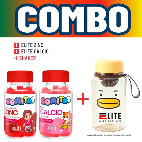 COMBO GOMITAS PARA NIÑOS ELITE NUTRITION KIDS - ELITE ZINC + ELITE CALCIO + SHAKER