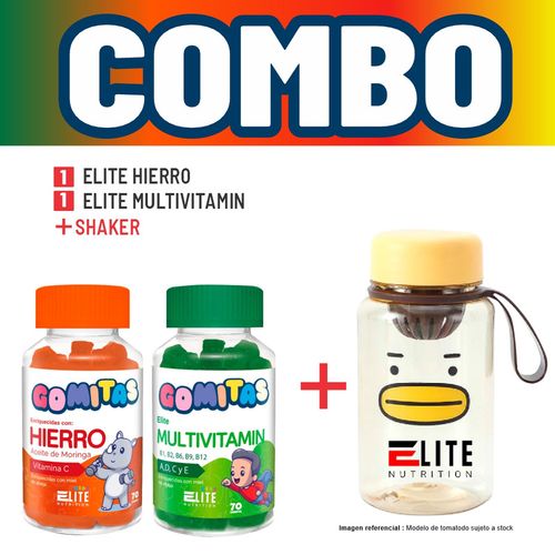 COMBO GOMITAS PARA NIÑOS ELITE NUTRITION KIDS - ELITE HIERRO + ELITE MULTIVITAMIN + SHAKER