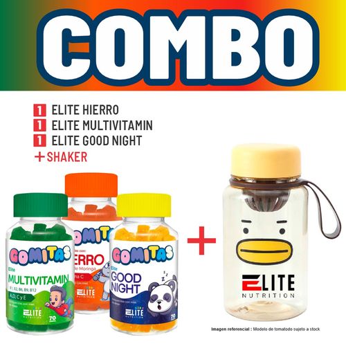 COMBO GOMITAS PARA NIÑOS ELITE NUTRITION KIDS - ELITE HIERRO + ELITE GOOD NIGHT + ELITE MULTIVITAMIN