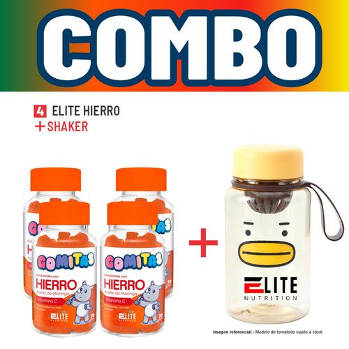 COMBO GOMITAS PARA NIÑOS ELITE NUTRITION KIDS - 4 ELITE HIERRO + SHAKER