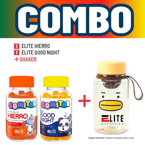 COMBO GOMITAS PARA NIÑOS ELITE NUTRITION KIDS - ELITE HIERRO + ELITE GOOD NIGHT + SHAKER