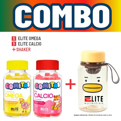 COMBO GOMITAS PARA NIÑOS ELITE NUTRITION KIDS - ELITE OMEGA + ELITE CALCIO + SHAKER