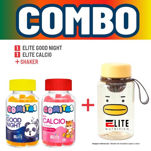 COMBO GOMITAS PARA NIÑOS ELITE NUTRITION KIDS - ELITE GOOD NIGHT + ELITE CALCIO + SHAKER