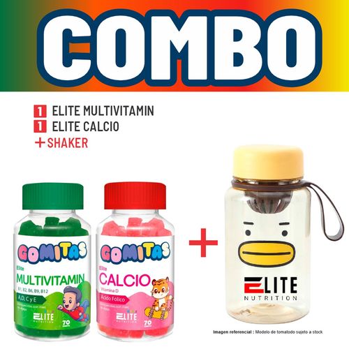 COMBO GOMITAS PARA NIÑOS ELITE NUTRITION KIDS - ELITE MULTIVITAMIN + ELITE CALCIO + SHAKER