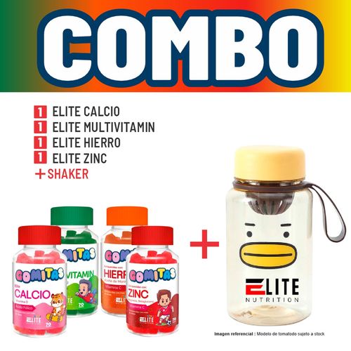 COMBO GOMITAS PARA NIÑOS ELITE NUTRITION KIDS - ELITE CALCIO + ELITE MULTIVITAMIN + ELITE HIERRO + E