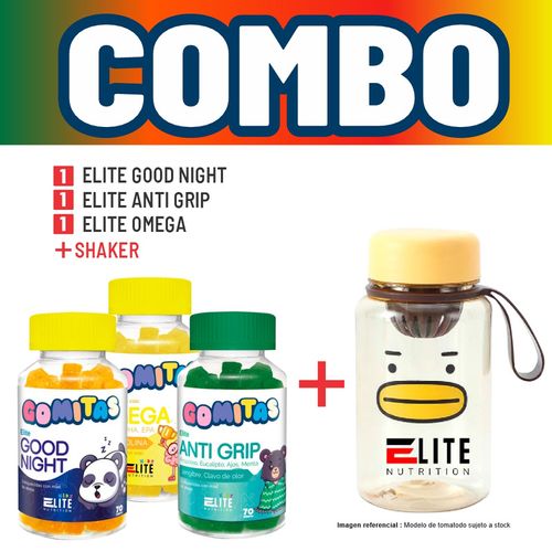 COMBO GOMITAS PARA NIÑOS ELITE NUTRITION KIDS - ELITE GOOD NIGHT + ELITE ANTI GRIP + ELITE OMEGA + S