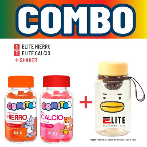 COMBO GOMITAS PARA NIÑOS ELITE NUTRITION KIDS - ELITE HIERRO + ELITE CALCIO + SHAKER