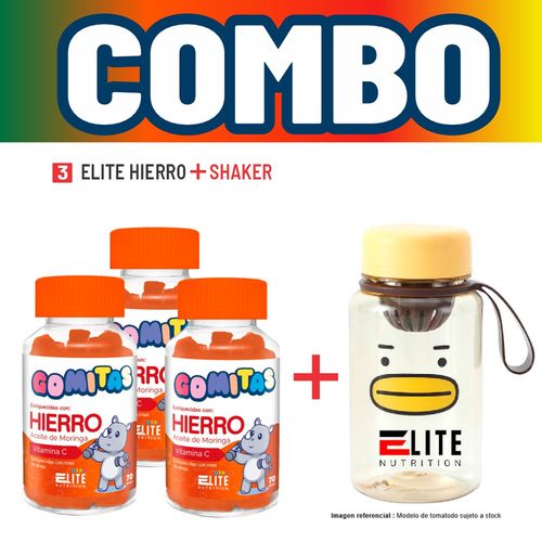 COMBO GOMITAS PARA NIÑOS ELITE NUTRITION KIDS - 3 ELITE HIERRO + SHAKER