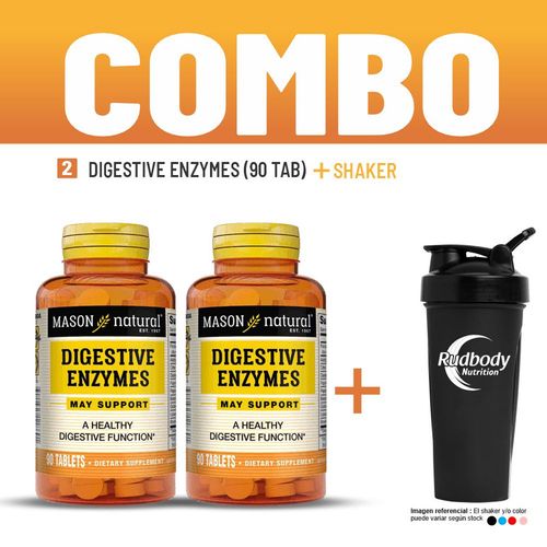 COMBO VITAMINAS MASON NATURAL - 2 DIGESTIVE ENZYMES (90 TAB) + SHAKER