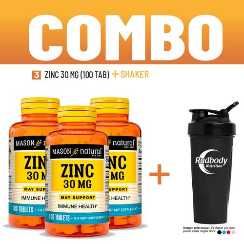 COMBO VITAMINAS MASON NATURAL - 3 ZINC 30 MG (100 TAB) + SHAKER