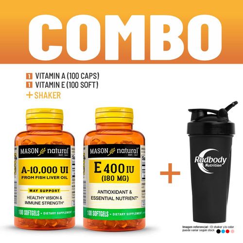 COMBO VITAMINAS MASON NATURAL - VITAMIN A-10,000 IU (100 SOFTG) + VITAMIN E-400 IU (100 SOFT) + SHAK