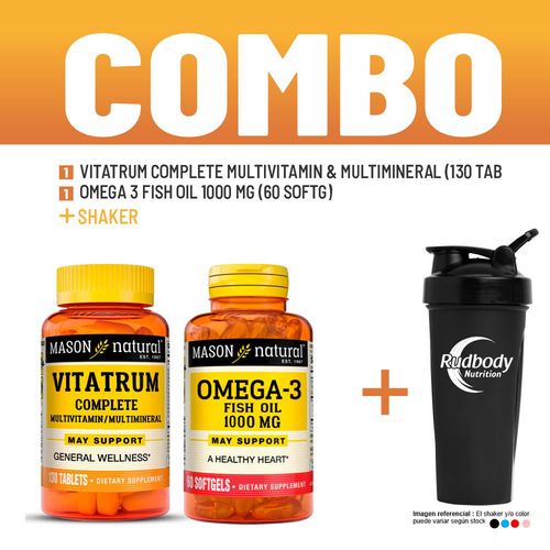 COMBO VITAMINAS MASON NATURAL - VITATRUM COMPLETE MULTIVITAMIN & MULTIMINERAL (130 TAB) + OMEGA 3 FI