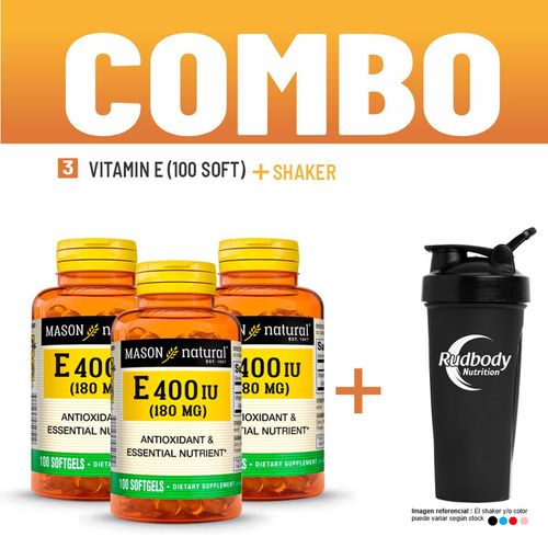 COMBO VITAMINAS MASON NATURAL - 3 VITAMIN E-400 IU (100 SOFT) + SHAKER