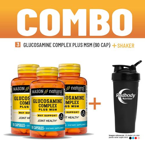 COMBO VITAMINAS MASON NATURAL - 3 GLUCOSAMINE COMPLEX PLUS MSM (90 CAP) + SHAKER