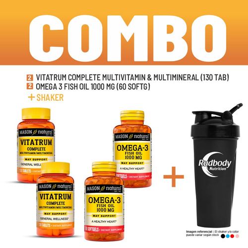 COMBO VITAMINAS MASON NATURAL - 2 VITATRUM COMPLETE MULTIVITAMIN & MULTIMINERAL (130 TAB) + 2 OMEGA