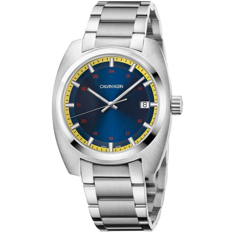 Reloj-Calvin-Klein-Achieve-K8W3114N-Suizo-Fecha-Acero-Inoxidable-Plateado-Azul