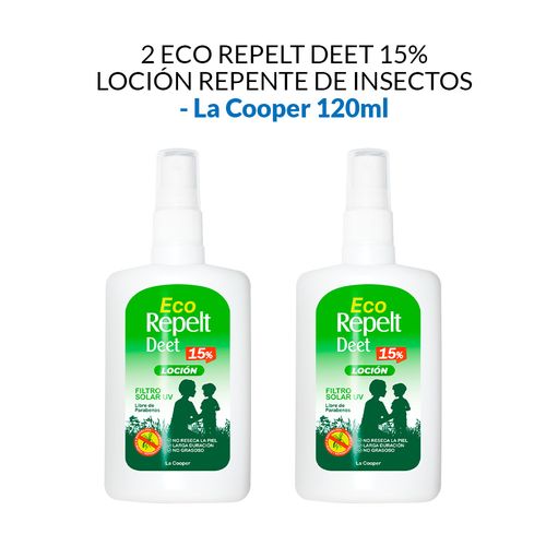 2 Eco Repelt Deet 15% Loción 120ml - La Cooper