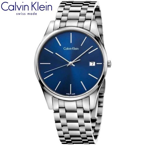 Reloj Calvin Klein Time K4N2114N Suizo Zariro Fecha Acero Inoxidable Plateado Azul
