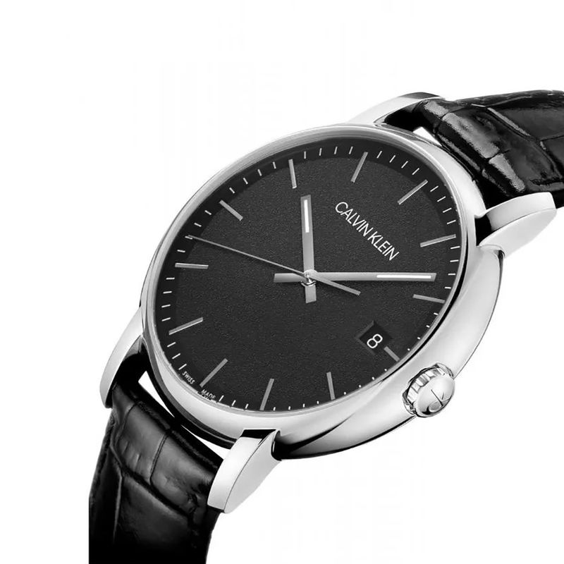 Reloj-Calvin-Klein-Established-K9H211C1-Suizo-Fecha-Correa-de-Cuero-Negro