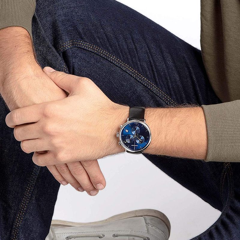 Reloj-Calvin-Klein-Posh-Chrono-K8Q371CN-Suizo-Fecha-Correa-De-Cuero-Negro-Dial-Azul